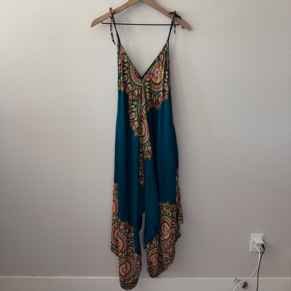 KATHMANDU IMPORTS Womens Mandala Tie Strap Harem Romper Size OS Boho Hippie Chic